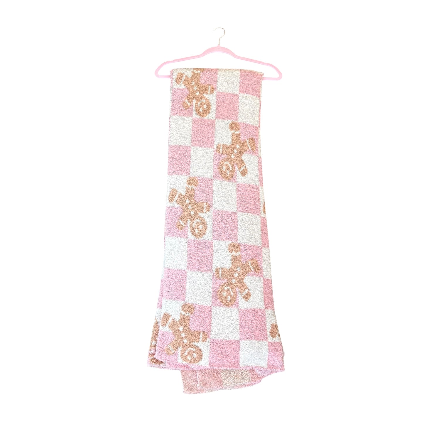 Pink Gingerbread Plush Throw Blanket