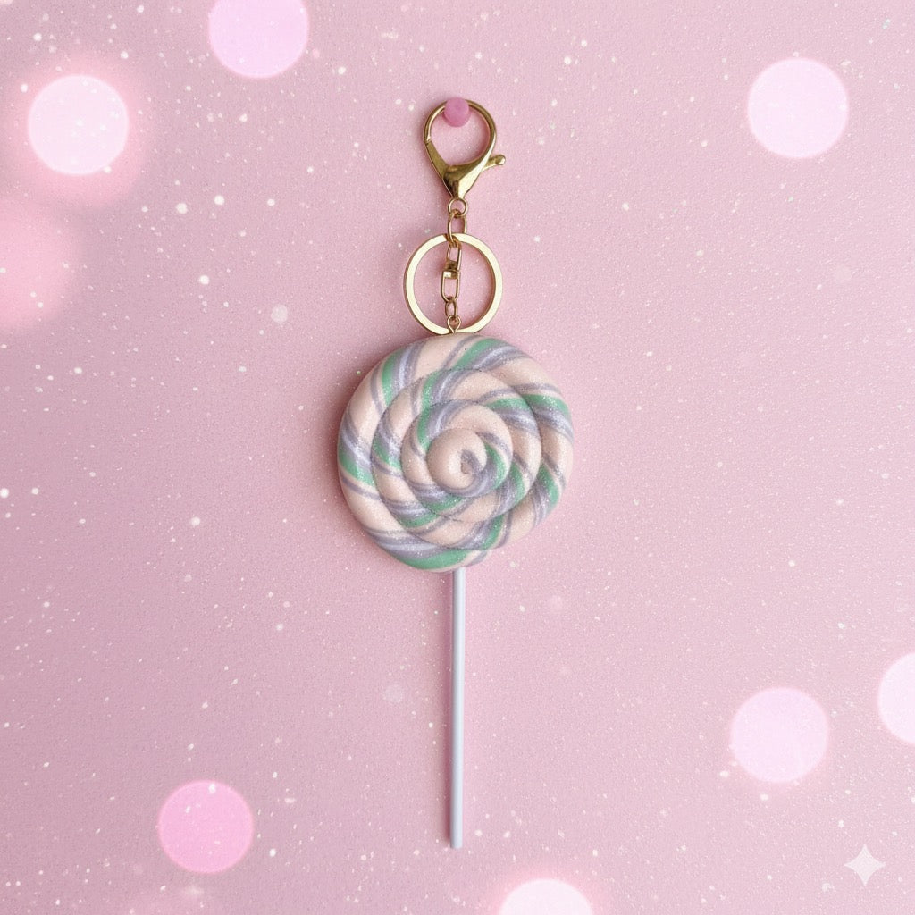 Frosted Lollipop Swirl Keychain