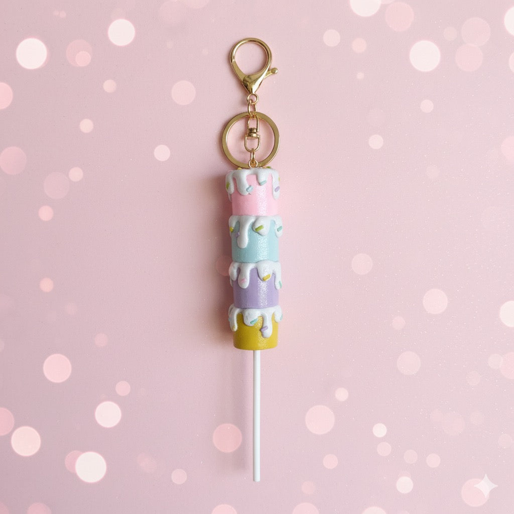 Pastel Drip Cake Pop Keychain