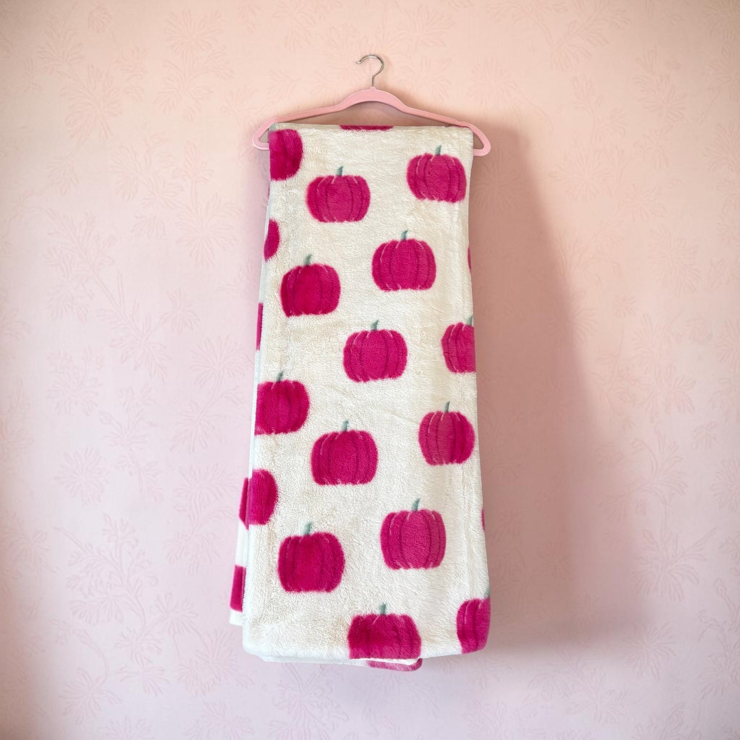 Pink Pumpkin Plush Throw Blanket