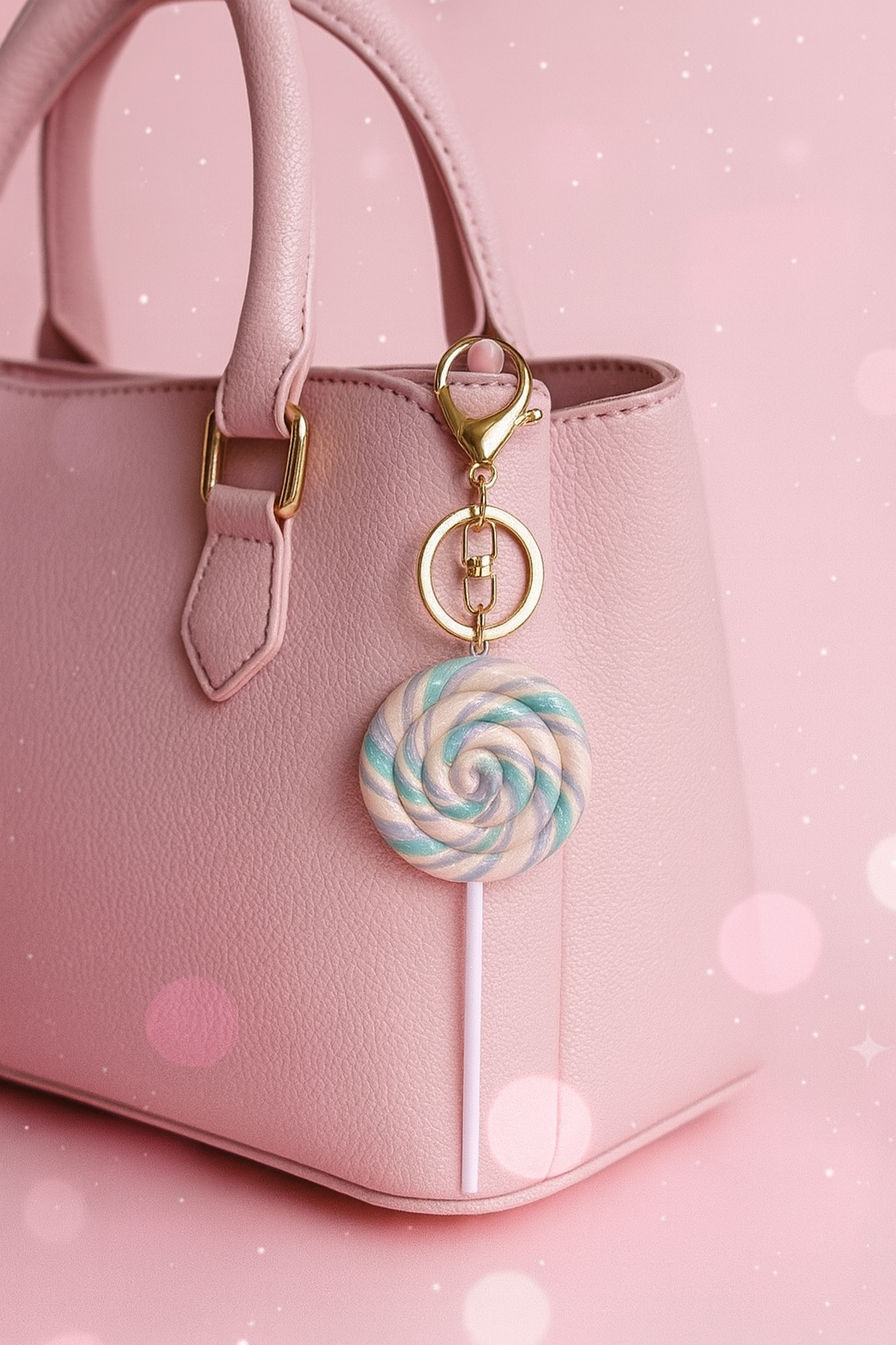 Frosted Lollipop Swirl Keychain