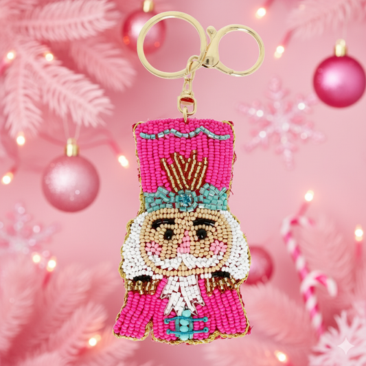“Crack Me Up” Beaded Nutcracker Keychain