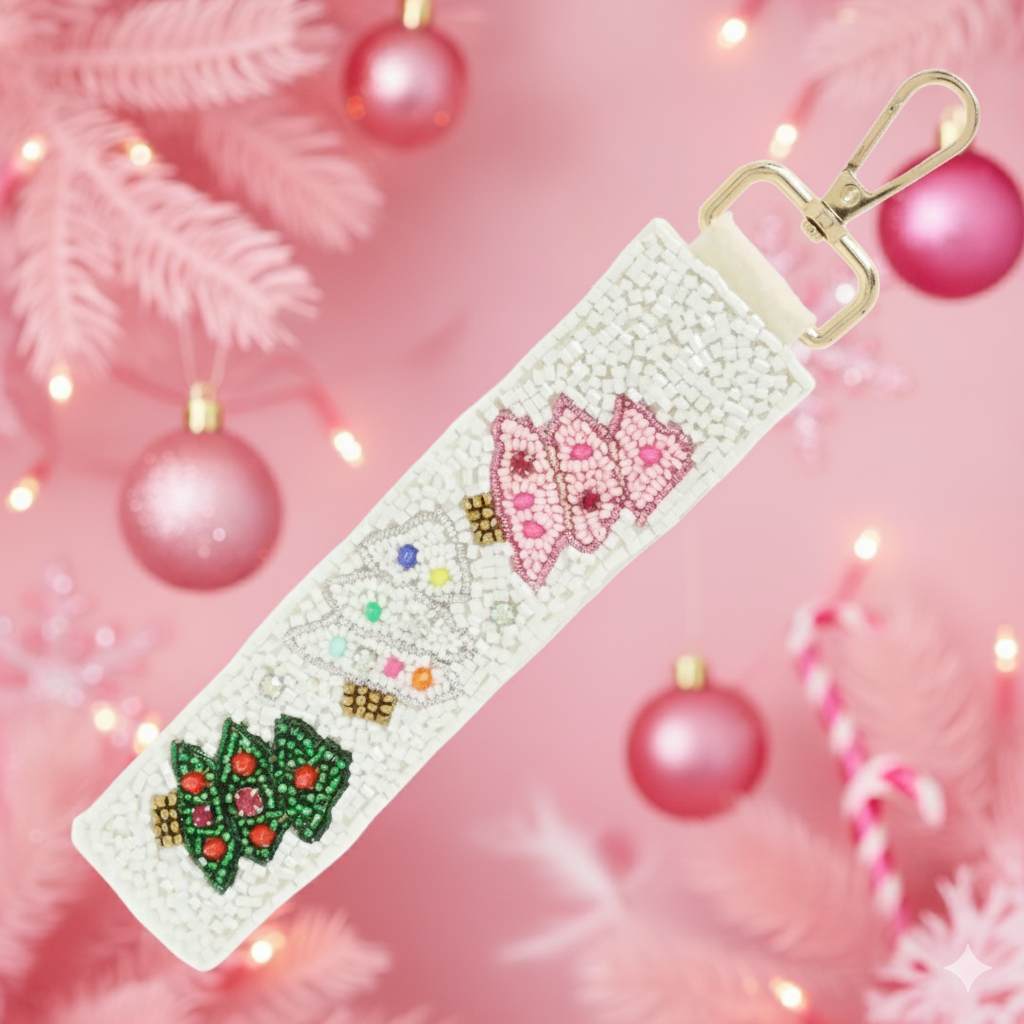 “Tree Me Right” Beaded Holiday Lanyard