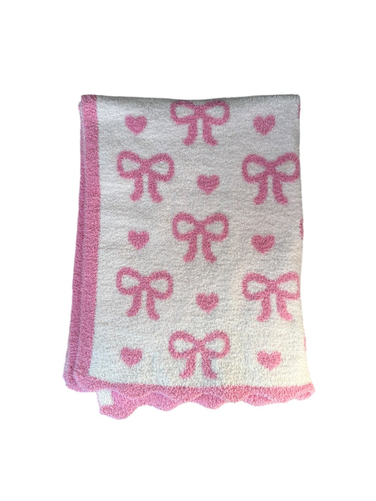 Coquette Pink Bow Kids Blanket