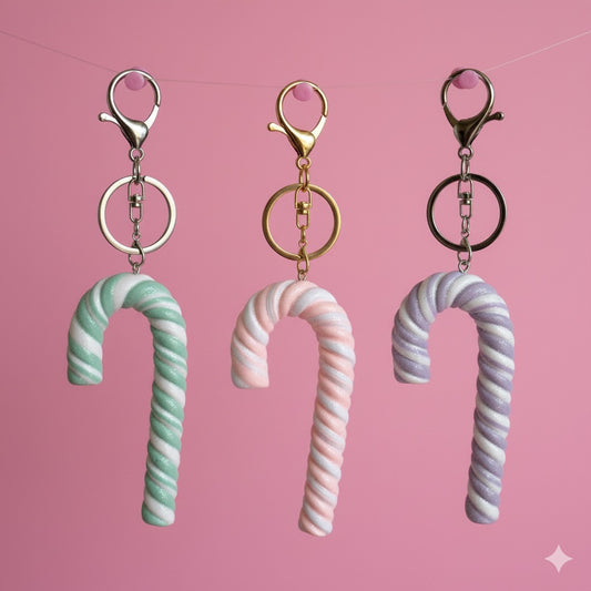Peppermint Candy Cane Keychain