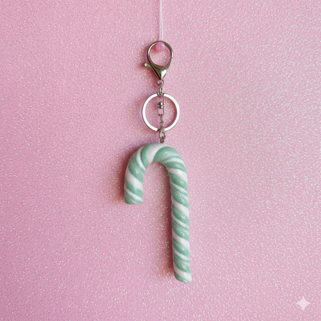 Peppermint Candy Cane Keychain