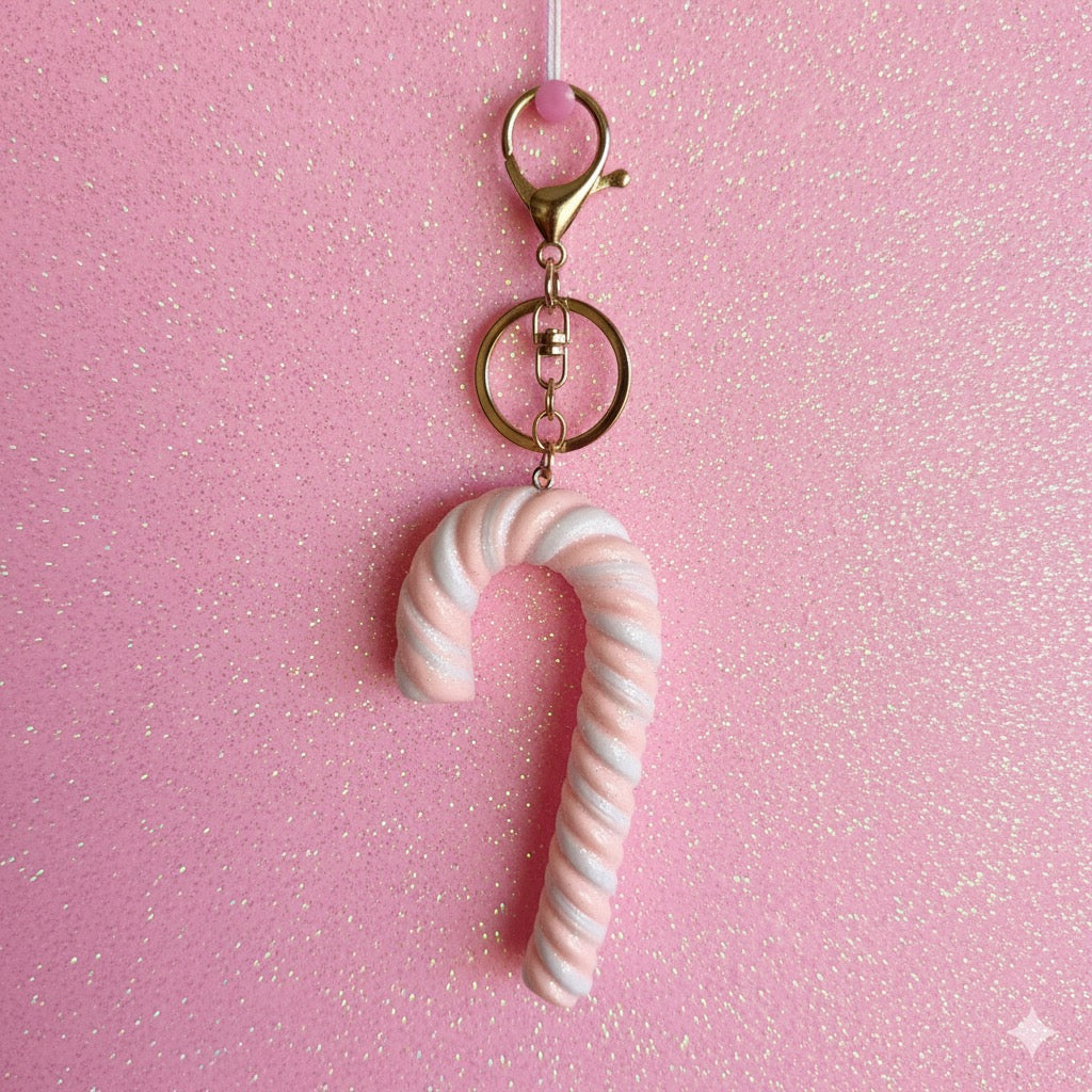 Peppermint Candy Cane Keychain