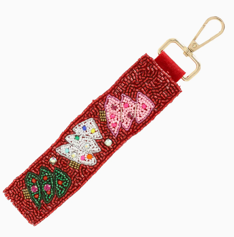 “Tree Me Nice” Red Beaded Holiday Lanyard