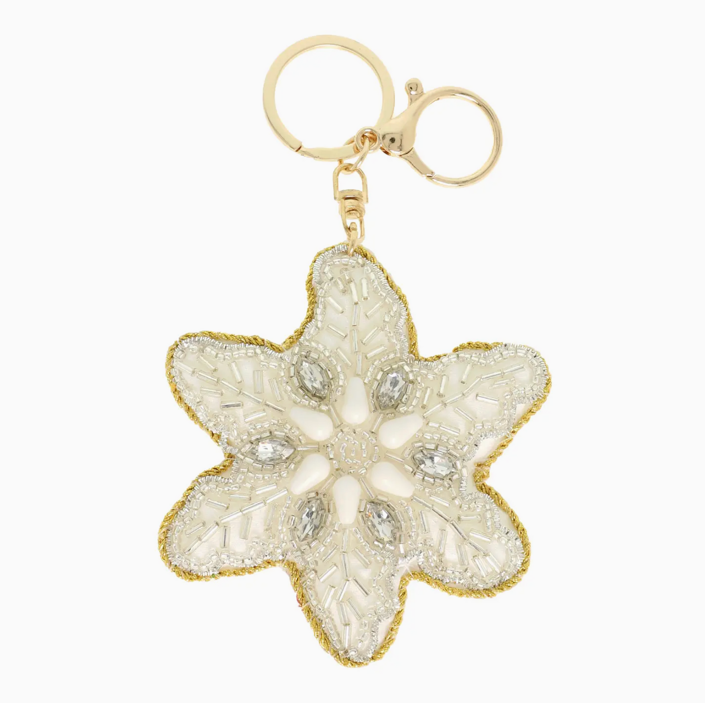 “Let It Snow” Beaded Snowflake Lanyard Keychain